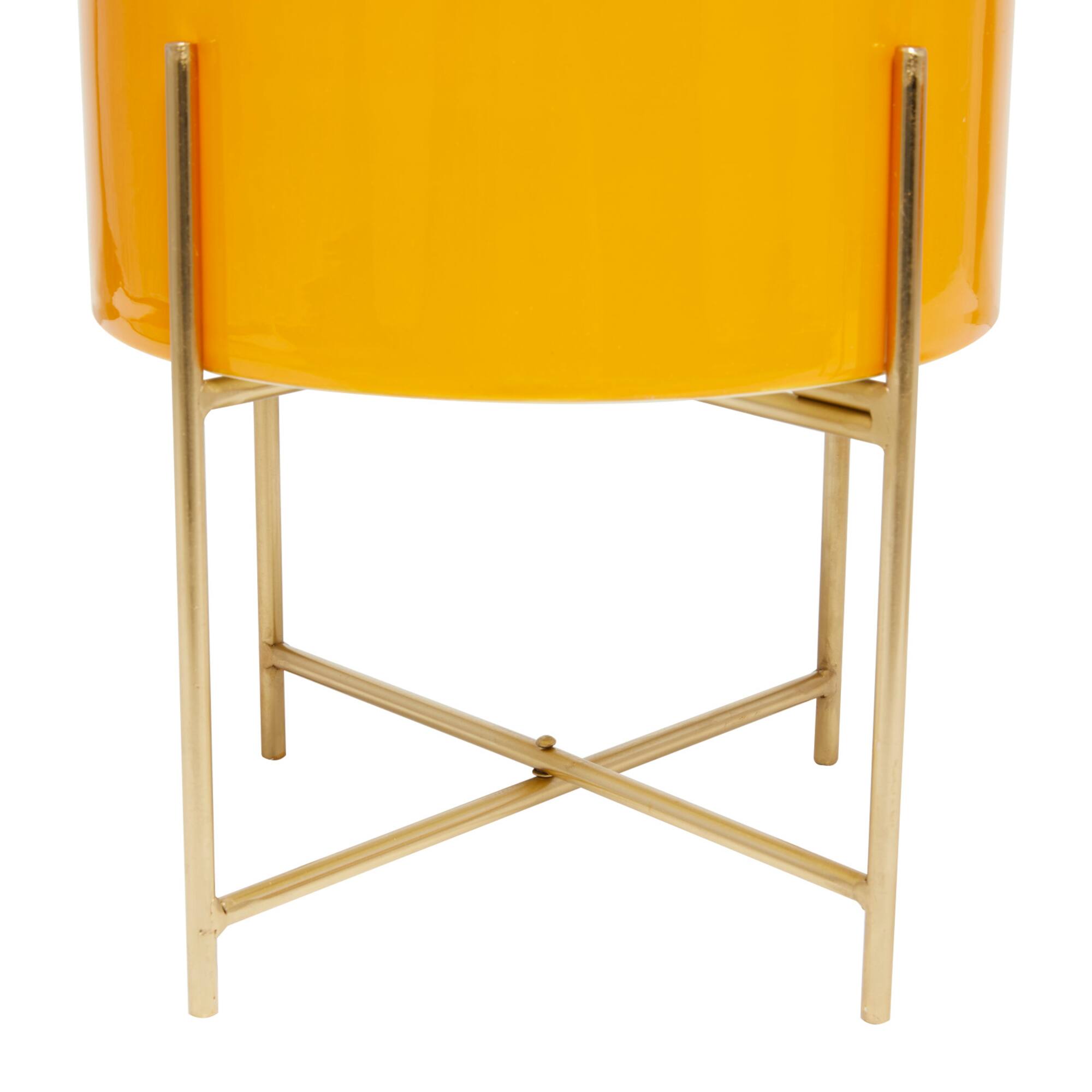 Yellow Modern Planter, Set of 2" 15", 12"